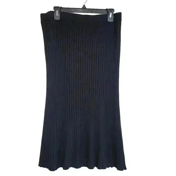 Adrianna Papell Women's Black Viscose/Poly Ribbed Knit Straight Skirt w Buttons - Picture 2 of 10